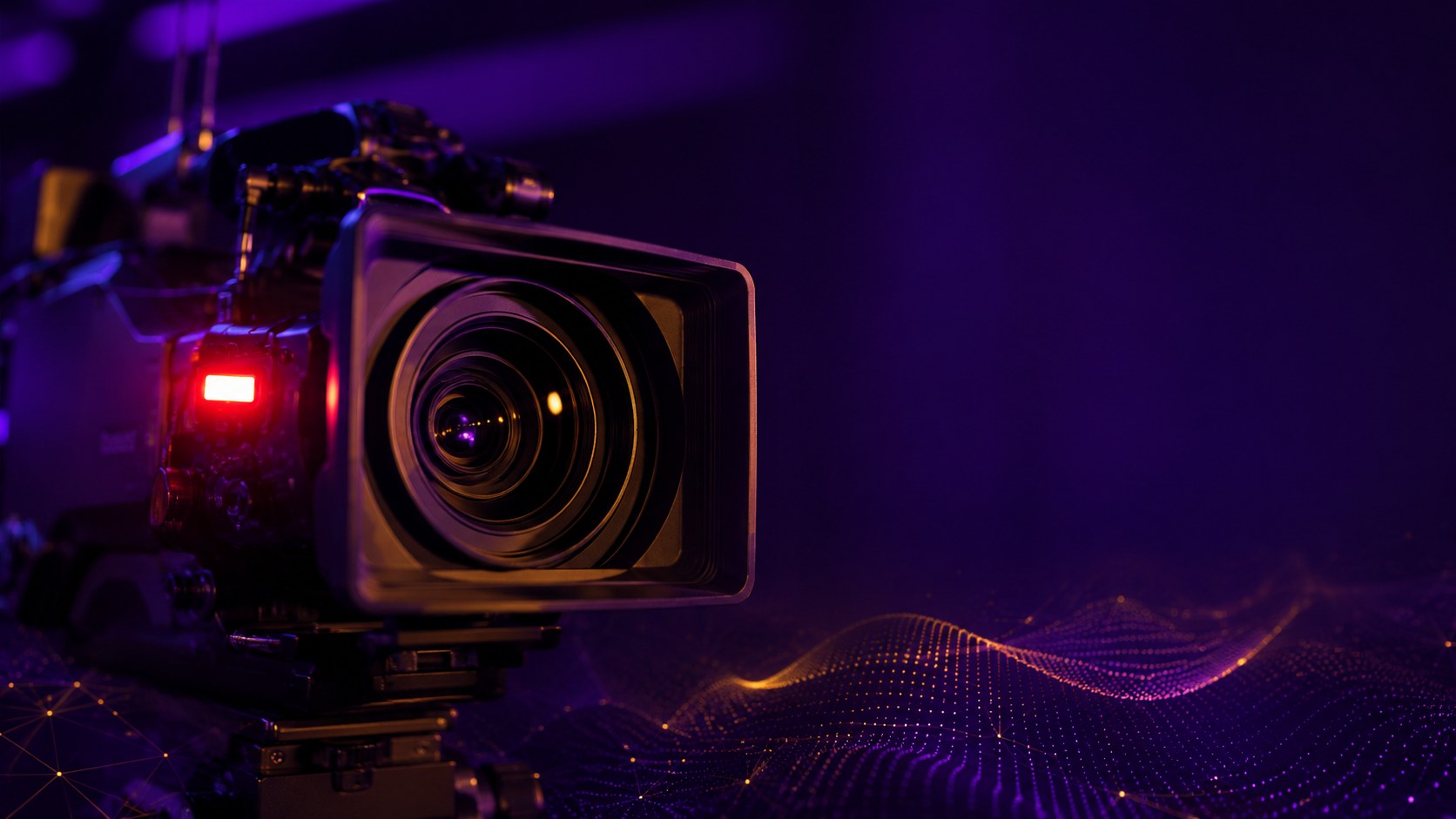 Broadcast camera lens with a red live indicator